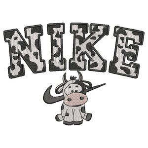 Nike Cow HOODIE Embroidered Adult Unisex Hooded Sweatshirt BLACK Spotted